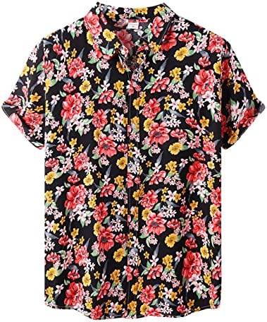 Yaz Erkek T Shirt erkek Rahat Moda Gömlek Üst Hawaii Çiçek Baskılı Casual Tops Gömlek Kısa Kısa Kollu