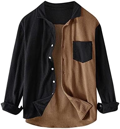 Erkek Kışlık Mont, Sonbahar Ve Kış Yeni Giyim Renk Eşleştirme Uzun Kollu Casual Gevşek Gömlek Ceket Ceketler Erkekler