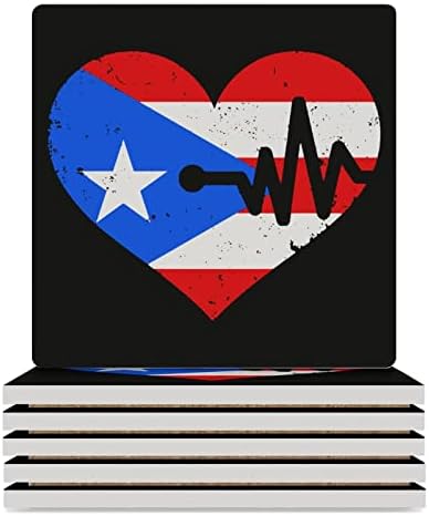Porto Riko Kalp Atışı Bardak İçecekler için Kare seramik fincan Mat Mantar Tabanı ile 6 ADET