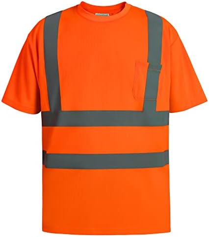 SHORFUNE Yüksek Görünürlük Güvenlik T Shirt Kısa Kollu, Hi Vis Yansıtıcı İnşaat İş Gömlekleri, ANSI / ISEA Sınıf 2