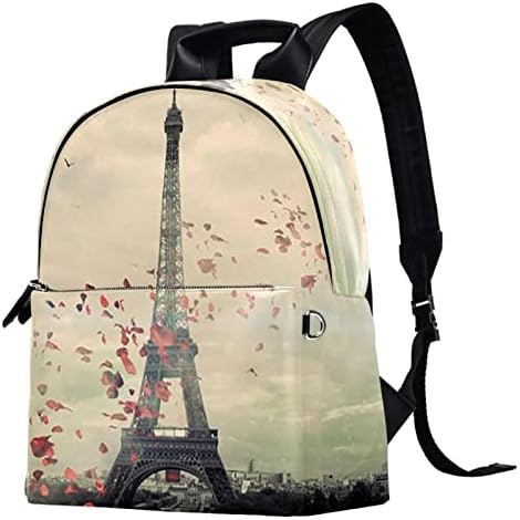 Deri seyahat sırt çantası Hafif Dizüstü Rahat Sırt Çantası Kadın Erkek, Paris Eyfel Kulesi Eski Fotoğraf