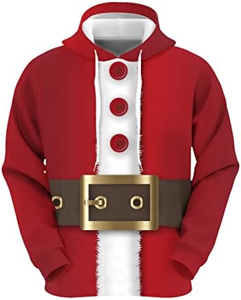 Erkek Noel Santa Baskı Hoodies İpli Uzun Kollu Cep Kapşonlu Bluz Supernatural Hoodie