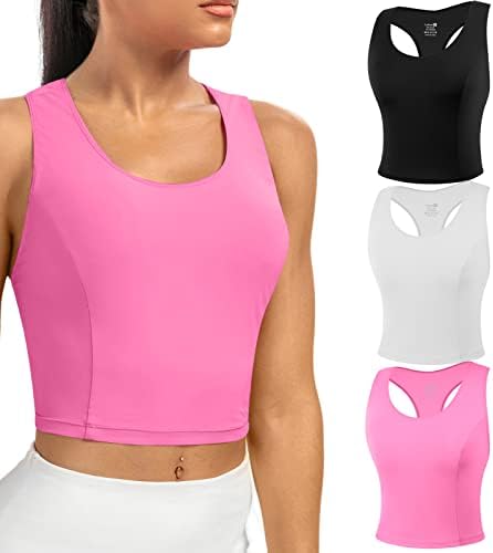 Flowy Halter Kırpma Üstleri Kadın Tank Top Spor Yoga Egzersiz Atletik Sevimli moda giysiler Seksi Rahat Yaz 3 Paket