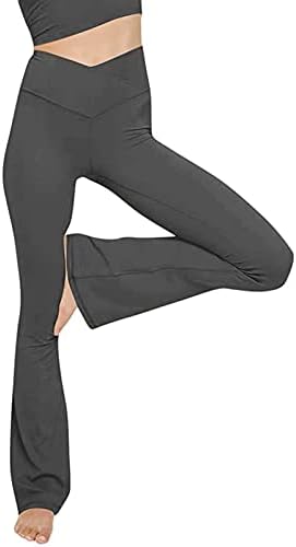 Kadın Flare Yoga Pantolon Çapraz Bel Sıkı Egzersiz Bootcut Tayt Casual Slim Fit Karın Kontrol Geniş Bacak Sweatpants