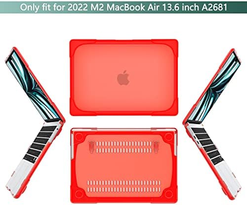 TWOLSKOO M2 MacBook Air 13.6 inç Kılıf için 2022 A2681 Dokunmatik Kimlikli, Ağır Hizmet Tipi Sağlam Darbeye Dayanıklı