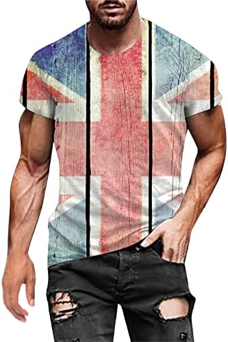 2023 Yeni Erkek Moda İlkbahar Yaz Rahat Kısa Kollu O Boyun Bayrak Baskılı T Shirt Üst Bluz Tee Seti