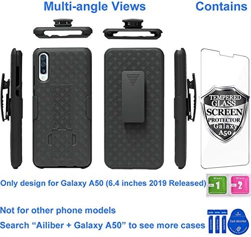 Ailiber Samsung Galaxy A50 Kılıf ile Ekran Koruyucu, Galaxy A50 Kemer Klipsi Kılıf, Kickstand Tutucu Sağlam Fullbody