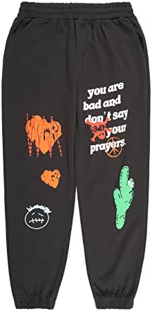 Grafik Sweatpants Hip Hop Yenilik dökümlü pantolon Erkekler için Y2K Rahat Spor Streetwear koşucu pantolonu