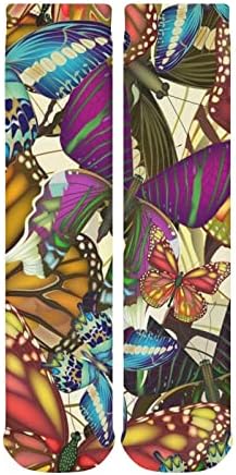 WEEDKEYCAT Renkli Kelebekler Kalın Çorap Yenilik Komik Baskı Grafik Rahat Sıcak Orta Tüp Çorap Kış için