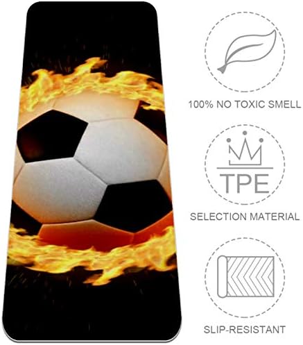 Siebzeh Futbol Futbol Yangın Siyah Premium Kalın Yoga Mat Çevre Dostu Kauçuk Sağlık ve Fitness Kaymaz Mat Her Türlü