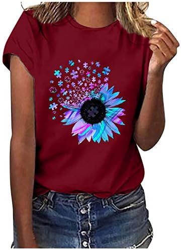 Bayan Üstleri Şık Rahat, Tişörtü Yaz Kısa Kollu Moda Gevşek Hoodies Çiçek Rahat Crewneck Gömlek