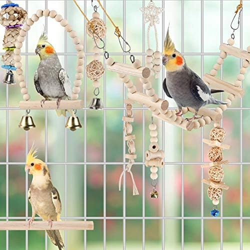 Kuş Papağan Salıncak Oyuncaklar, Çiğneme Ayakta Asılı Levrek Hamak Tırmanma Merdiveni Kuş Kafesi Oyuncaklar için Muhabbet