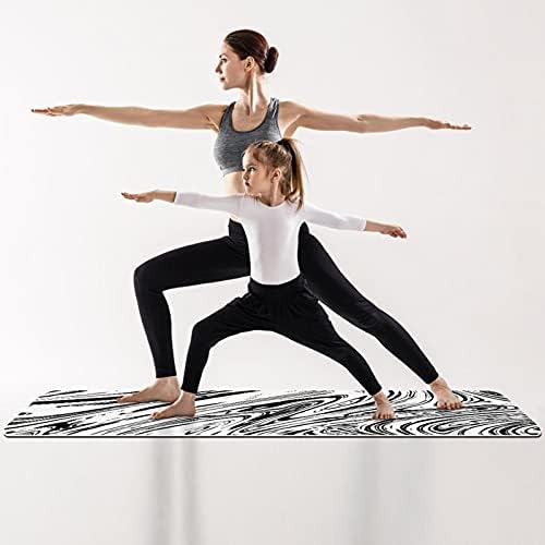 Kalın Kaymaz Egzersiz ve Fitness 1/4 yoga mat Mermer Siyah Beyaz Baskı Yoga Pilates ve Zemin Fitness Egzersiz (61x183cm)