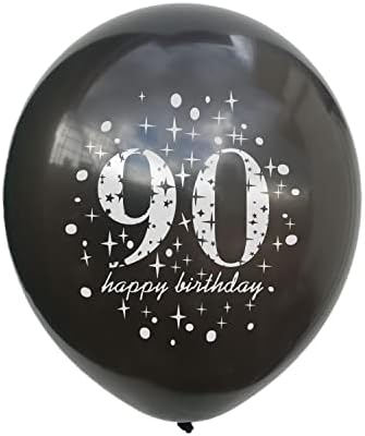 90th Doğum Günü Balonlar Siyah Altın Parti Süslemeleri Lateks Konfeti Balon için Kadın Erkek 90 Yaşındaki Yıldönümü