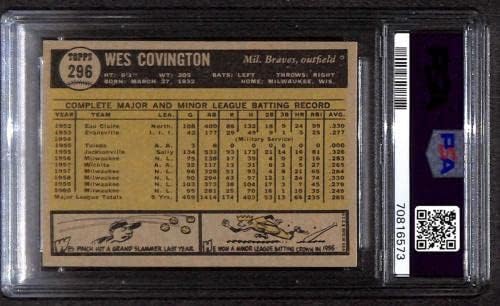 296 Wes Covington - 1961 Topps Beyzbol Kartları (Yıldız) Dereceli PSA 8-Beyzbol Slabbed İmzalı Vintage Kartlar