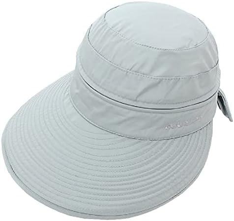 Bayan Geniş kenarlı güneş şapkası, 2 in 1 Zip-Off UV Koruma Yaz Plaj siperlikli şapka Katlanabilir Cabrio Golf vizör