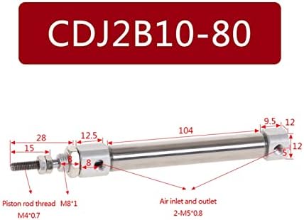 Boru bağlantıları Adaptörü CDJ2B-10 Pnömatik Silindir Çift Etkili Tek Çubuk 10mm Delik Çapı 10~150mm İnme CDJ2B10