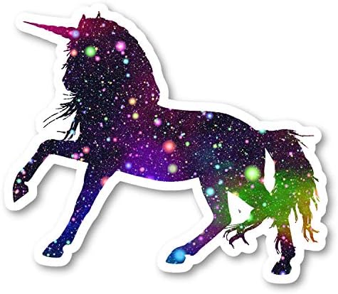 Unicorn Büyülü Etiket Parlak Galaksi Çıkartmaları (4'lü Paket) - Dizüstü Bilgisayar Çıkartmaları - 2,5 inç Vinil Çıkartma-Dizüstü