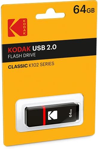 Kodak EKMMD64GK102-USB Sürücü-2.0-64 GB, 64 Go - Klasik Seri - K100 Modeli-Şeffaf kırmızı Boyunlu siyah mat kasa +