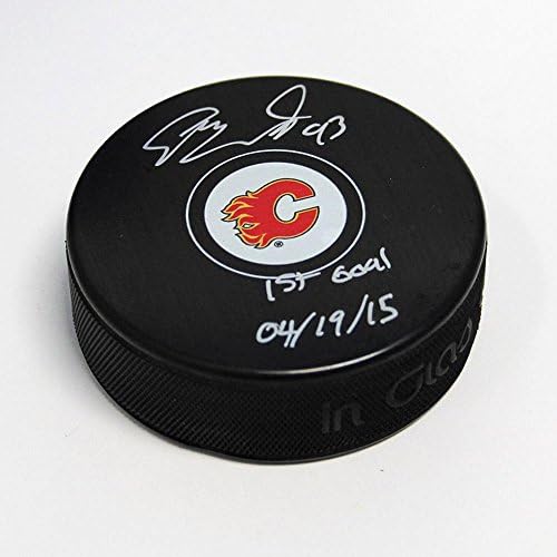Sam Bennett Calgary Flames İmzalı ve Tarihli 1. Gol Diski-İmzalı NHL Diskleri