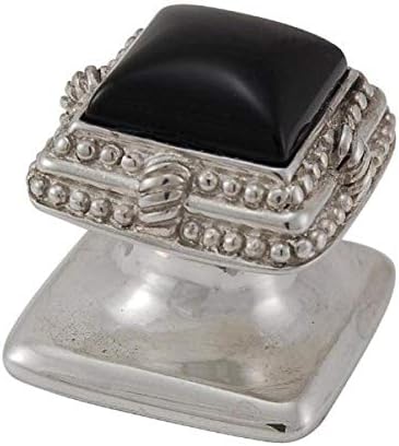 Vicenza Designs K1145 Gioiello Taş Uçlu Siyah Oniks Kare Düğme, Cilalı Gümüş
