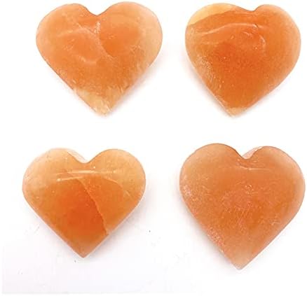 SEEWOODE AG216 1 ADET Doğal Turuncu Selenit Kalp Şeklinde El Oyma Alçı Kristal şifa taşı Dekorasyon için Doğal Taşlar
