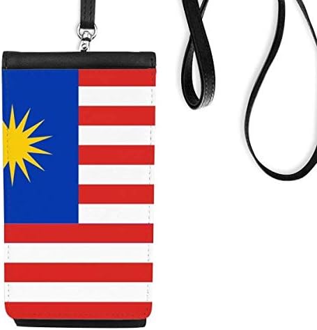 Malezya Ulusal Bayrak Asya Ülke Telefon cüzdan çanta Asılı Cep Kılıfı Siyah cep
