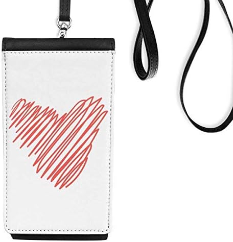 Kalp Kırmızı Çizgi Kroki sevgililer Günü Telefon cüzdan çanta asılı Cep Kılıfı siyah cep