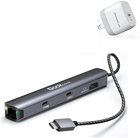 Dockteck 6-in-1 USB C Hub ile 4 K 60Hz HDMI, USB-C Veri Bağlantı Noktası, 1 Gbps Ethernet, 100 W PD, USB C Duvar Şarj