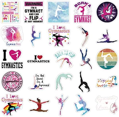 100 adet Jimnastik Çıkartmalar, Su Geçirmez Vinil Jimnastikçi Çıkartmalar, Jimnastik Hediyeler Kızlar için Gençler