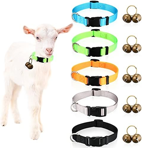Bells ile 5 Takım Keçi Yaka At Koyun İnek Otlatma Bakır Bells Hızlı Bırakma Toka ile ayarlanabilir Naylon köpek tasması