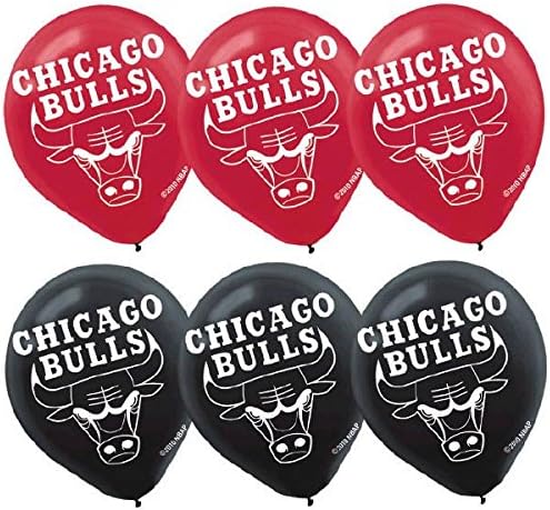 Amscan Chicago Bulls Baskılı Lateks Balonlar, 6 adet, çok renkli