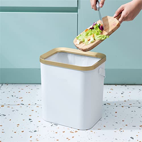 DHTDVD Altın çöp tenekesi Mutfak Banyo için Dört Ayaklı İtme Tipi Plastik Dar çöp tenekesi kapaklı (Renk : Gri, Boyut
