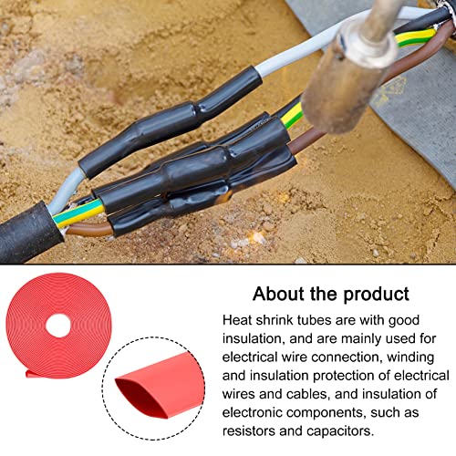 Rebower ısı Shrink boru 2: 1 kablo kılıfı tüp sarma, [Elektrik yalıtım koruması için] -1 / 2(12mm) Dia / 16ft / Kırmızı