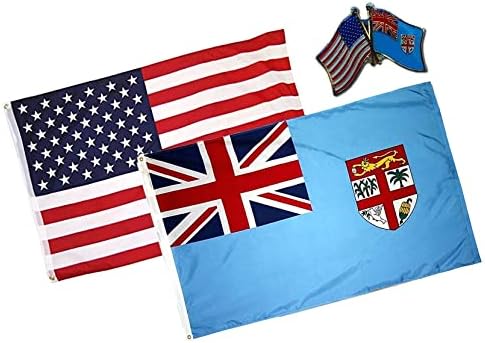 Yeni Combo ABD ve Fiji Ülke 2x3 2'x3' Bayrak ve Dostluk Dekorasyon Yaka Pin Broş ve Çıtçıt Giysi için TR - 1507LP