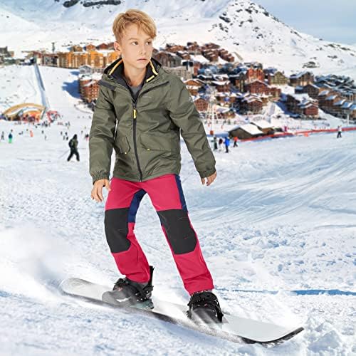 Çocuk çocuğun Gençlik Rüzgar Geçirmez Su Yürüyüş Kayak Kar Pantolon, yumuşak Kabuk Genişletilebilir Bel Sıcak Yalıtımlı