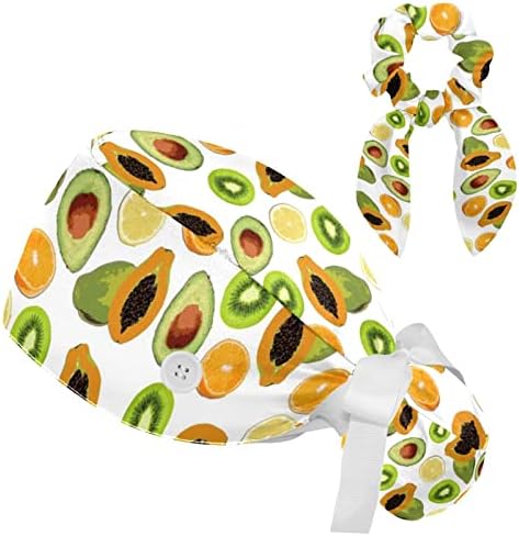 Ayarlanabilir çalışma kapağı Karpuz Dilimleri Renkli Arka Plan Kabarık Şapka Düğmeleri ile Fırçalayın Şapka Yay Saç