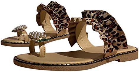 hlysgo Bayan Casual Flats Ananas ayak baş parmağı yüzüğü Sevimli Bohemia Sandalet Mini Topuklu Yaz Açık plaj ayakkabısı
