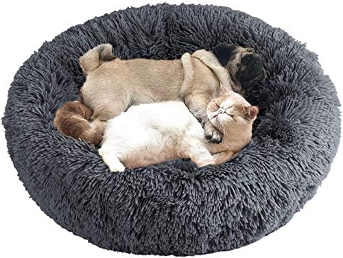 . Görünüş: pembe 2, sessiz pet yatak flossy peluş kedi yatak köpek donut hug yatak rahat pet yuva pet kanepe yuvarlak
