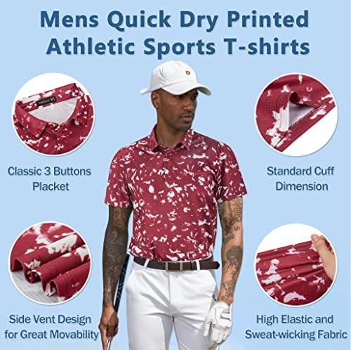 TAPULCO Erkek Moda Baskı Nem Esneklik Nefes Kısa Kollu Golf Polo Rahat Günlük Tişörtleri