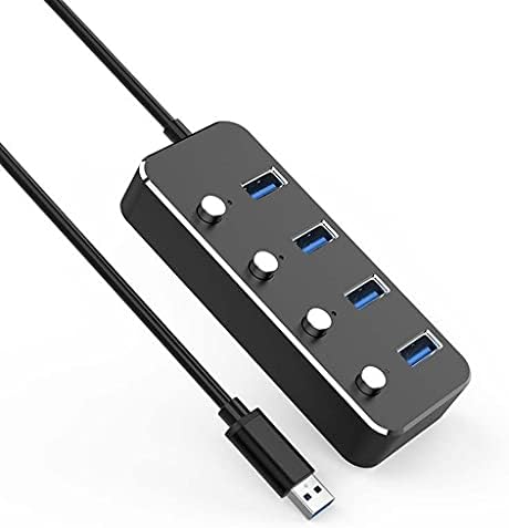 MBBJM Alüminyum Alaşım 4 Port USB 3.0 Hub Alt Kontrol Anahtarı HUB 60/120 cm Kablo Kadar 5 Gbps Splitter (Renk : D)