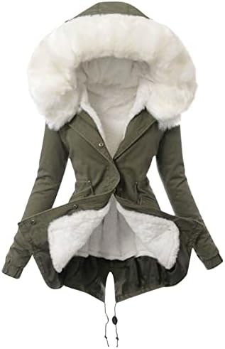 LUGOGNE kışlık ceketler Kadınlar ıçin Sıcak Büyük Kürk Yaka Hoodies Moda Zip Uzun Kollu kapüşonlu ceket Kalın Polar