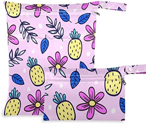 Tatenale ıslak kuru çanta bebek bezi mayo seyahat plaj su geçirmez yeniden kullanılabilir 2 adet çiçek ananas için