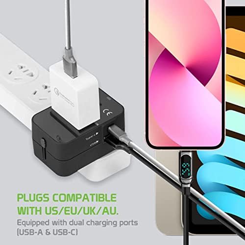 Seyahat USB Plus Uluslararası Güç Adaptörü, 3 Cihaz için Dünya Çapında Güç için Karbonn A1+ Duple ile uyumludur USB