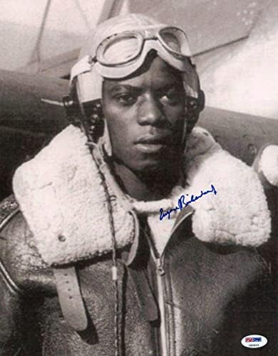 Eugene Richardson Jr İmzalı 11x14 Psa Dna U85865 İkinci Dünya Savaşı Tuskegee Havacılar Pilot İmzalı Güreş Fotoğrafları