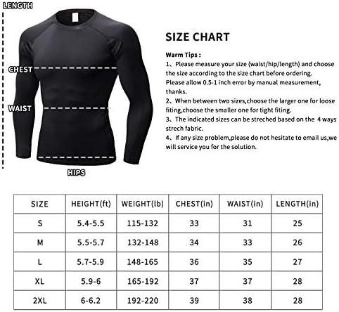 Erkek Sıkıştırma Gömlek Uzun Kollu, Taban Katmanı Hızlı Kuru Egzersiz T Shirt Spor Koşu Üstleri