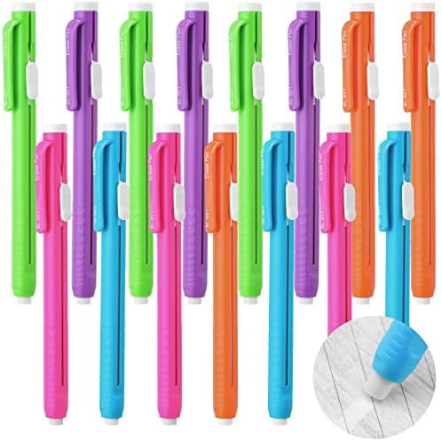 Kalem Tıklayın Silgi Geri Çekilebilir Mekanik Kalem Silgi Yeşil Mavi Turuncu Mor Pembe Renk Plastik Kauçuk Estetik