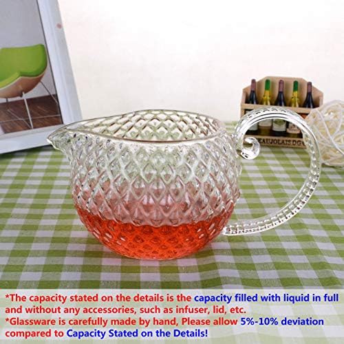 Prettyard ısıya dayanıklı Cam Çay Fincanı Kung Fu Çay Adil Kupa Sürahi saplı (Kristal, yakl. 310ml)