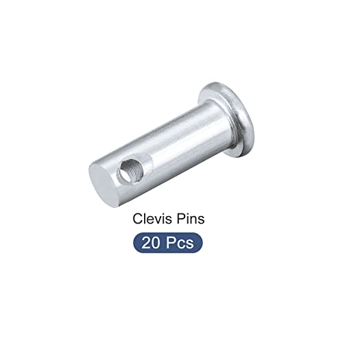 METALLİXİTY Clevis Pimleri (8mm x 20mm) 20 adet, Tek Delikli Düz Kafa Karbon çelik bağlantı elemanı Pimi için Metal