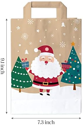 24 Parça Küçük Noel Hediye Çantaları - Kulplu Kahverengi Hediye Çantaları, Noel Baba'nın Noel Ormanı Temaları, Hediyeler,